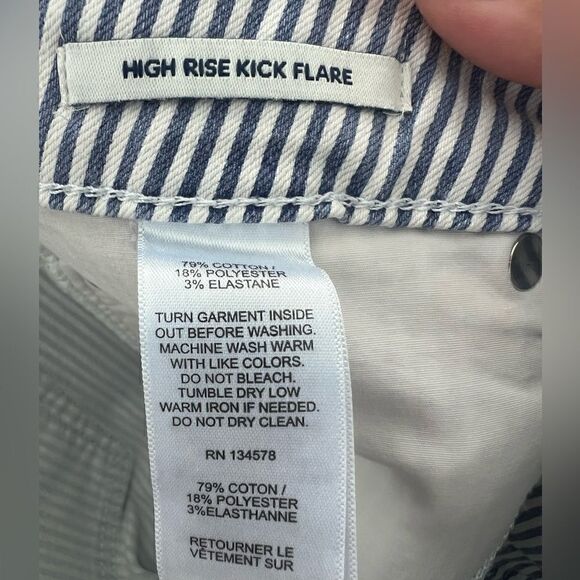Vineyard Vines Railroad Stripe High Rise Kick Flare Raw Hem Jamie Jeans Size 30 - Picture 9 of 11